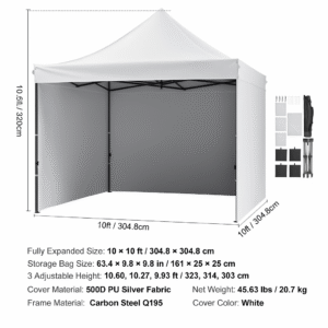 Pop-up Telk – Kiire ja Tugev Lahendus Iga Ürituse Jaoks 304,8 x 304,8 cm külgseintega