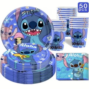 Stitchi Aloha Peokomplekt – 50-osaline Disney sünnipäevapakett!