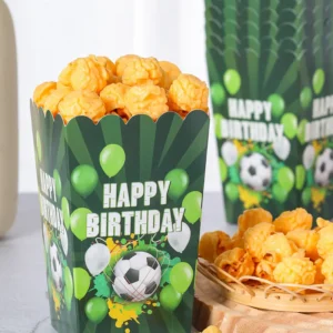 Jalgpalliteemalised popcorni karbid „Happy Birthday“